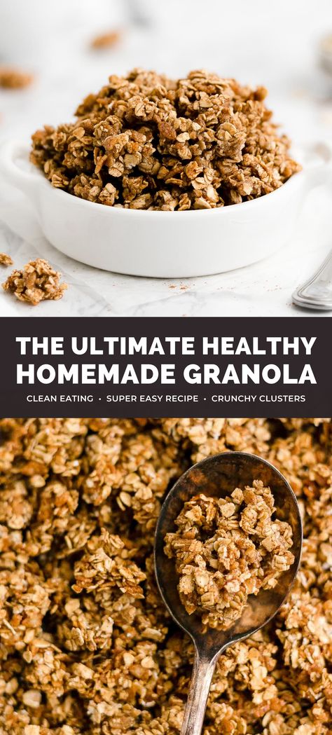 Eating Low Calorie, Low Calorie Granola, Cinnamon Granola Recipe, Granola Calories, Healthy Homemade Granola Recipe, Low Sugar Granola, Sugar Free Granola, Healthy Homemade Granola, Homemade Granola Recipe