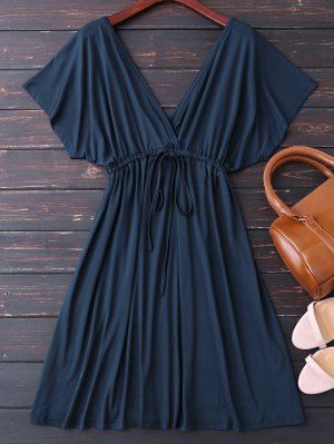 Plunge V Back Drawstring Dress - Purplish Blue Diy Sy, Moda Do Momento, Drawstring Dress, Cute Casual Dresses, Dresses Casual Fall, Drawstring Dresses, Online Dress Shopping, Sewing Dresses, Lany