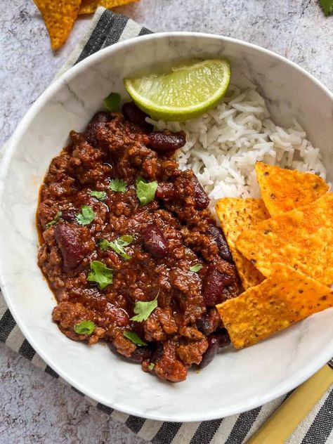 Chilli Con Carne Spice Blend, Mexican Chilli Con Carne, Chilli Toppings, Chilli Food, Chilli Con Carne Recipe, Carne Recipe, Con Carne Recipe, Chilli Recipe, Saved Recipes