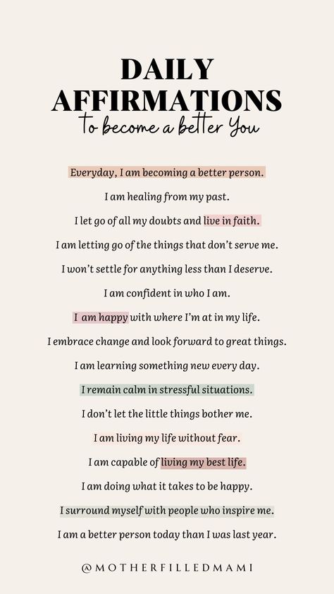 Positive daily affirmations to help you become a better you. The goal is to alway be the best versions of ourselves. Whether its emotionally, mentally, physically or spiritually. #selfcare #dailyaffirmations #dailypositiveaffirmations #affirmations #iam Good Daily Affirmations, Why Are Affirmations Important, Journal Positive Affirmations, He Said I Deserve Better, Daily Affirmations For A Good Day, Best Positive Affirmations, How To Say Affirmations, Journal Affirmations I Am, Daily Affirmations About Confidence