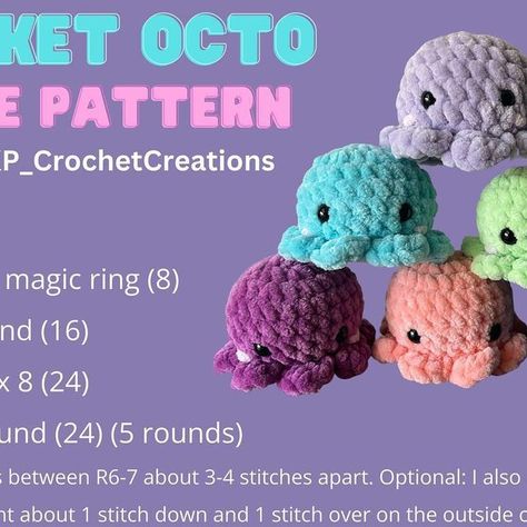 Kawaii, Amigurumi Patterns, Crochet Mini Octopus Tutorial, Free Pattern Crochet Octopus, Octopus Amigurumi Pattern, Mini Octopus Crochet Pattern No Sew, Crochet Octopus Plushie Free Pattern, Tiny Crochet Octopus Pattern, How To Crochet Mini Octopus