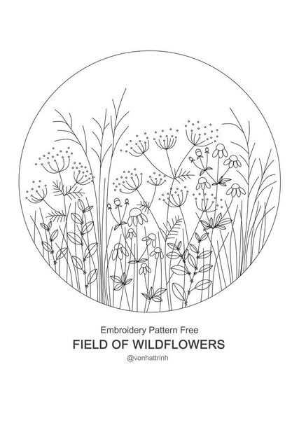 Free Wildflower Embroidery Patterns, How To Draw Embroidery Designs, Floral Embroidery Designs Drawings, Pola Sulam Embroidery Patterns, Floral Embroidery Template, Embroidery Flower Patterns Free, Flower Embroidery Free Pattern, Free Hand Embroidery Patterns Flowers, Hand Embroidery Templates