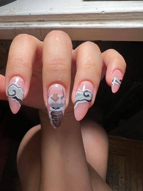 Avatar The Last Airbender Nails Acrylic, Avatar The Last Air Bender Nails, Atla Nails, Avatar The Last Airbender Nails, Avatar Nails, Bday Nails, Real Nails, Amsterdam Food, Nail Decor