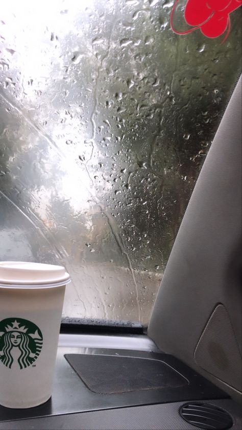 Raining With Coffee, Tumblr, Rain And Coffee Rainy Days, Coffee And Rain Aesthetic, Coffee In Hand Aesthetic, Chill Day Aesthetic, Coffee Rain Aesthetic, Coffee In Rain, Vibe Rain