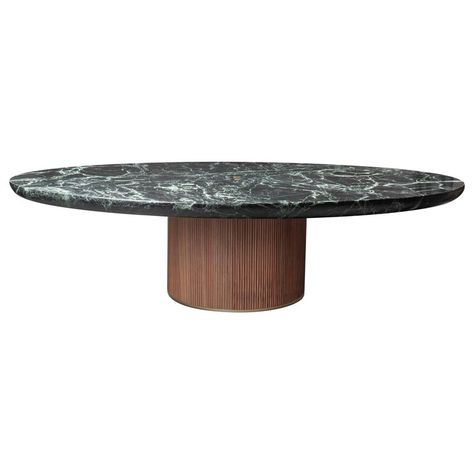Quincoces - Drago Coffee / Cocktail Table - Qd05 Top Oak Base Brass Italian Contemporary Marble, Wood Oak Dining Room Table, Metal Cocktail Table, Glass Cocktail Tables, Elegant Coffee Table, Drum Coffee Table, Marble Top Coffee Table, Brass Detail, Coffee Table Base, Modern Dining Room Tables
