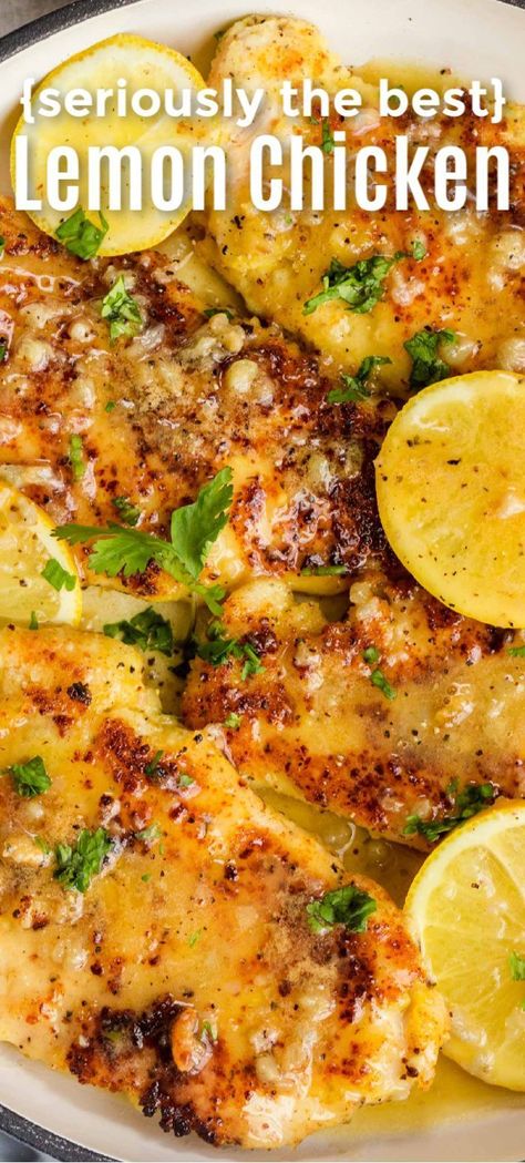 easy Best Lemon Chicken, Crispy Chicken Breast, Recipe With Lemon, Lemon Chicken Recipe, Idee Pasto, Lemon Butter Sauce, Health Dinner Recipes, Deilig Mat, Lemon Butter