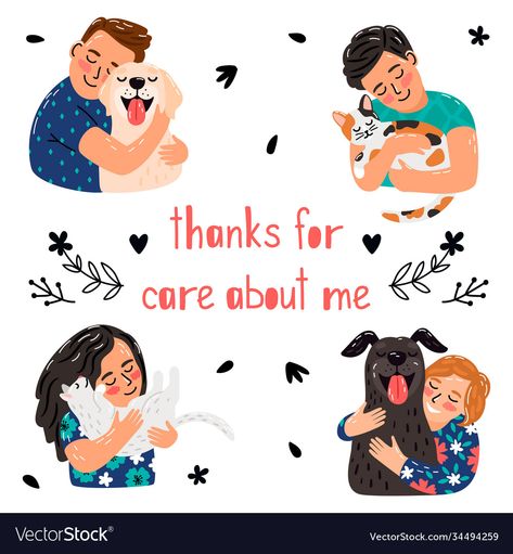 Animal Care Poster, Animal Shelter Illustration, Dog Poster Design, Hugging Dog, Animal Shelter Design, Care Illustration, Pet Illustration, Dog Salon, Animal Adoption