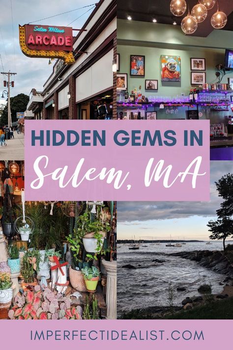Salem, MA is known for its history and haunted activities, largely due to the Salem Witch Trials. But did you know that Salem is also just a quaint town to visit, with plenty of non-witchy things to do? Here are some of Salem's best hidden gems, including an arcade, cute shops, camping, and a cool pizza shop. | Things to do in Salem Massachusetts | Salem Massachusetts Shops | Salem Massachusetts Restaurants | Salem Massachusetts Travel | Day Trips from Boston | Weekend Trips from Boston Things To Do In Salem Ma, Salem Massachusetts In November, Places To Visit In Salem Massachusetts, Salem Massachusetts Winter, Salem Massachusetts Shopping, Visit Salem Massachusetts, Outfits To Wear In Salem Ma, Salem Photo Ideas, Salem Massachusetts Food