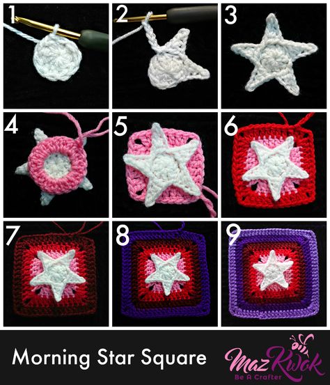 Amigurumi Patterns, Crochet Quilts, 5 Pointed Star, Crochet Star, Granny Square Crochet Patterns Free, 4mm Crochet Hook, Crochet Dishcloth, Crochet Stars, Crochet Quilt