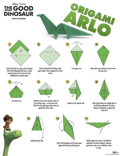 The Good Dinosaur Advent Calendar and Activity Sheet #GoodDino Origami Dinosaur, Dinosaur Origami, Vika Papper, Good Dinosaur, Tutorial Origami, Origami Envelope, Kids Origami, Origami Bookmark, Cute Origami