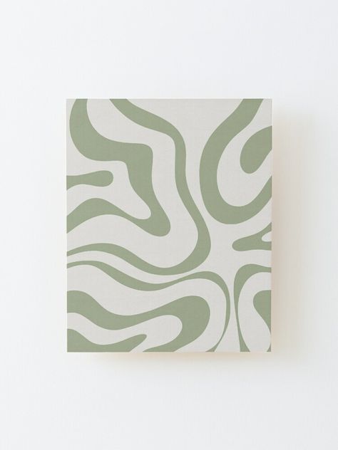 Squiggly Wall Art, Pastel, Green Modern Art Paintings, Sage Green Paintings Aesthetic, Sage Green Aesthetic Painting, Easy Green Paintings, Sage Green Paintings, Aesthetic Green Painting, Sage Painting