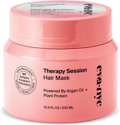 Amazon.com: Eva NYC Therapy Session Hair Mask | Deep Conditioning Hair Mask | Made With Argan Oil and Plant Protein To Hydrate Hair | 16.9 fl oz : Beauty & Personal Care Hair Masks For Dry Damaged Hair, Deep Conditioning Hair Mask, Eva Nyc, Conditioning Hair Mask, Conditioning Hair, Deep Conditioning Hair, Best Hair Mask, Hydrating Hair Mask, Argan Oil Hair