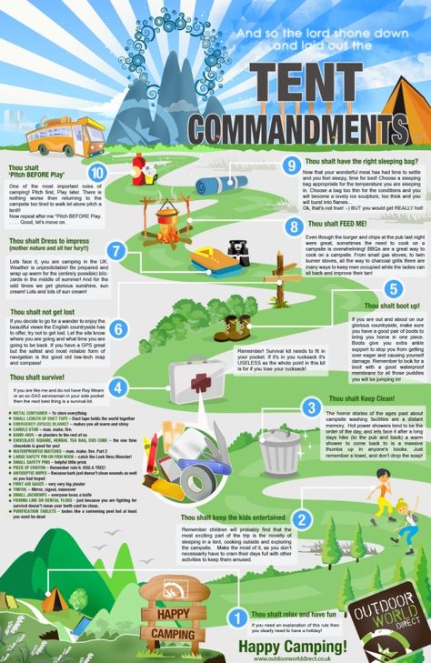 The Tent Commandments Camping Survival, Winter Tent, Jungle Forest, Girl Scout Camping, Scout Camping, Camping Glamping, Camping Backpack, Camping Fun, Camping Ideas