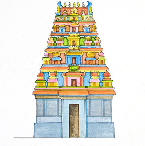 Art & Photos - Gopuram Mandalas, Kovil Gopuram Drawing, Temple Gopuram Painting, Temple Gopuram Drawing, Gopuram Sketch, Gopuram Drawing, Temple Illustration Indian, Kovil Gopuram, Hindu Temple Drawing