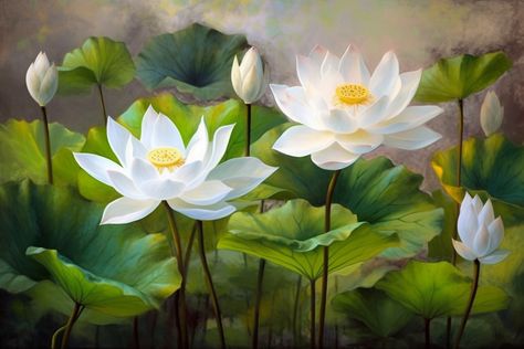White Lotus Painting, Office Idea, White Lotus Flower, Lotus Painting, Images Nature, Gallery Wallpaper, Beach Photography Poses, Art Gallery Wallpaper, White Lotus