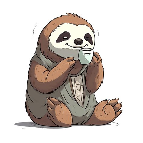 Sloth Drawing Reference, Sloth Profile Picture, Cute Sloth Drawing Kawaii, Cartoon Art Styles Animals, Sloth Cartoon Drawing, Cartoon Sloth Drawing, Sloths Drawing, Sloth Reference, Sloth Character Design