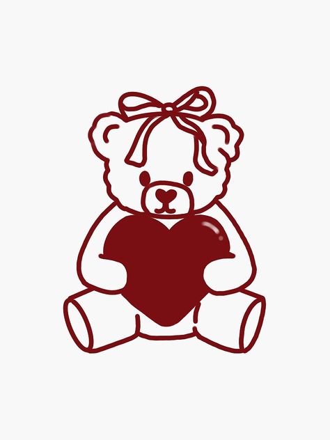 "red valentine bear " Sticker for Sale by designsbyciera Red Stickers Aesthetic, Cute Bear Sticker, Teddy Bear Sticker, Red Stickers, Valentine Bear, Red Teddy Bear, Sticker Inspo, Bear Sticker, Stickers Aesthetic