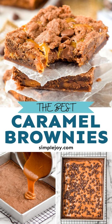 Caramel Brownies are so easy to make and so delicious! Everyone always wants this caramel brownie recipe. With only six ingredients, this is going to be your new go to brownie recipe! Caramel Brownies German Chocolate Cake, German Chocolate Caramel Brownies, Easy Caramel Brownies Recipes, Caramel Nut Brownies, Caramel Walnut Brownies, Brownies With Caramel In The Middle, Carmel Brownie Recipes Easy, Salted Caramel Brownies From Box Recipe, Caramel Swirl Brownies