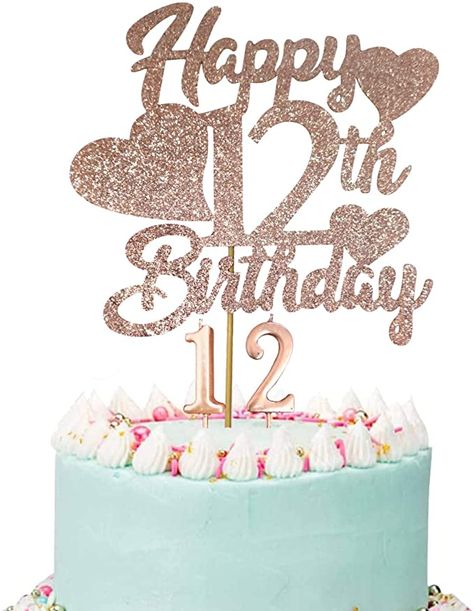 Amazon.com: Happy 12th Birthday Cake Topper, Rose Gold Glittery 12th Birthday Cake Topper, 12th Birthday Cake Topper with Number 12 Candles for Girl 12th Birthday Party Decorations: Toys & Games Pastel, Birthday Cake 12 Girl, Happy 12th Birthday Girl, Gold Happy Birthday Cake Topper, Happy Birthday 12, Birthday Wishes Gif, 12th Birthday Cake, Happy 12th Birthday, Number 12