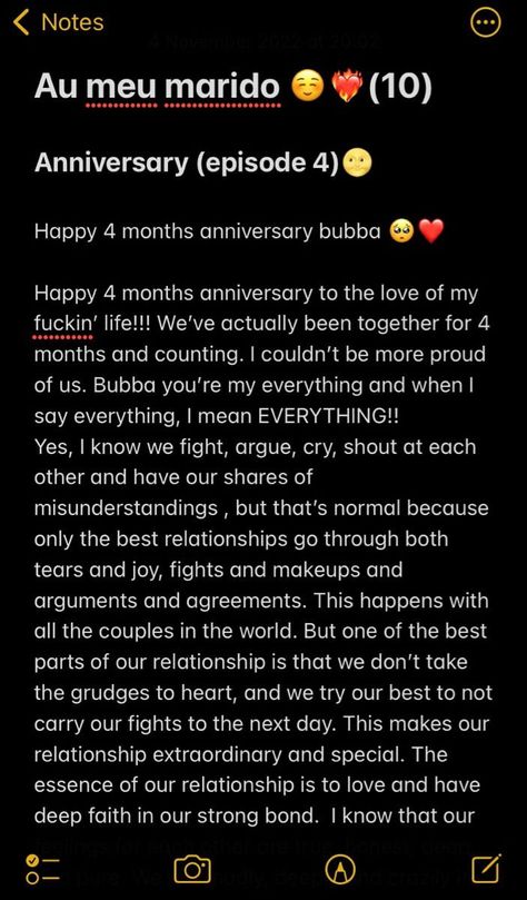 4 months anniversary text to your boyfriend 🥺❤️ Happy 4 Month Anniversary Love, Paragraphs For Anniversary, 6 Month Relationship Anniversary, 11 Months Anniversary Boyfriends Text, 6 Month Anniversary Notes For Boyfriend, 2 Months Relationship Quotes, 4 Months Together Quotes, Happy Anniversary For Girlfriend, Four Months Anniversary Text