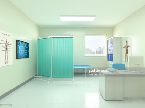 Stock Photo : View Of Empty Doctor's Office Hospital Architecture, Doctor Room Design, Doctor Room, Studio Medico, Consulting Room, Hospital Building, Nurses Office, Base Drawing, Building Interior