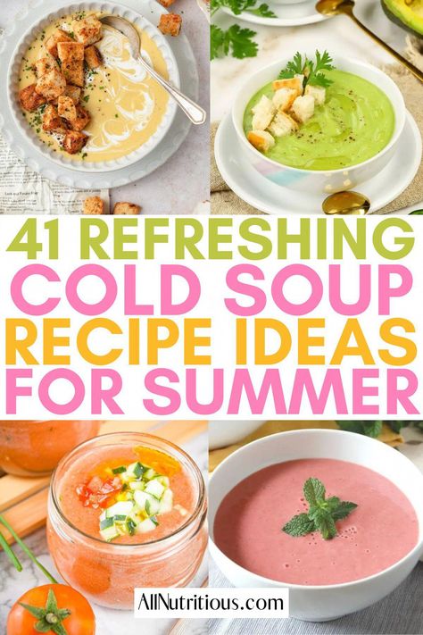 #LightandRefreshingSoups Flan, Cold Soup Recipes Summer, Chilled Soup Recipes, 7 Day Cabbage Soup Diet, Summer Soup Recipes, Strawberry Soup, Cold Soup Recipes, Avocado Soup, Chilled Soup