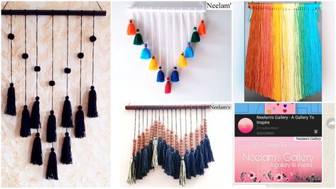 Mandalas, Tassel Wall Hanging, Autumn Leaves Craft, Tassel Wall, Woolen Craft, Wall Hanging Craft Ideas, Hanging Craft Ideas, Tassel Crafts, Wall Hanging Designs