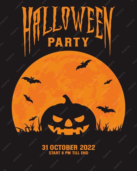 Premium Vector | Halloween party poster design template Halloween Party Illustration, Halloween Event Flyer, Halloween Party Poster Design, Halloween Logo Design, Halloween Design Illustration, Halloween Poster Ideas, Halloween Flyer Design, Halloween Event Poster, Halloween Illustration Design