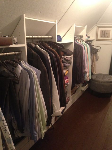 Angled Ceilings, Sloped Ceilings, Slanted Ceilings Solutions - Closet - New York - by Sophisticated Storage Solutions Custom Closets | Houzz Organisation, Closet With Slanted Ceiling, Slanted Ceiling Closet, Attic Closet Ideas, Closet Design Ideas, Attic Bedroom Small, Attic Renovation Ideas, Attic Bedroom Designs, Attic Closet