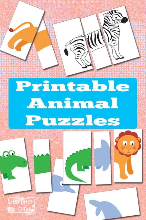 Animal Puzzle Printable, Diy Kid Activities, Animal Printables, Baby Activity, Printable Animals, Puzzles For Toddlers, Classroom Games, Fun Printables, Animal Activities