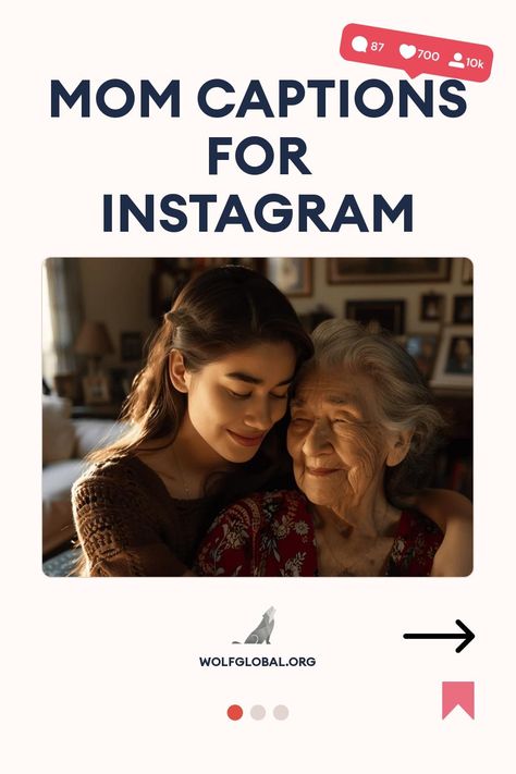 Promotional graphic for "Mom Captions for Instagram" featuring a young woman hugging an elderly woman.
List of endearing captions about motherhood with checkmarks and a call-to-action button.
A smiling woman using a laptop with social media engagement graphics and an invitation to join an Instagram pod. Captions For Moms Pic, Caption For Pic With Mom, Instagram Bio For Moms, Caption For Mom Instagram, Mother’s Day Caption Ideas, Captions For Mom, Mom Captions Instagram, Mom Captions For Instagram, Mom Captions