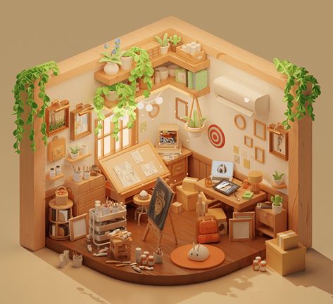 3d Isometric, Isometric Drawing, Cosy Room, Isometric Art, Blender Tutorial, 3d Motion, Isometric Design, Isometric Illustration, Animation Tutorial