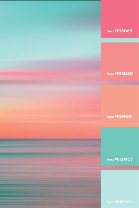 Unique Nail Ideas, Peach Color Palettes, Beach Color Palettes, Sunset Color Palette, Sunset Palette, Wedding Color Pallet, Bright Blue Color, Beach Wedding Colors, Sunset Color