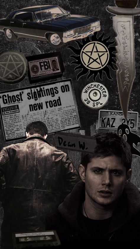 Dean Winchester Mugshot Wallpaper, Aesthetic Wallpaper Supernatural, Supernatural Collage Wallpaper, Aesthetic Supernatural Wallpaper, Dean Winchester Collage, Supernatural Dean Wallpaper, Supernaturals Aesthetic, Spn Wallpaper Aesthetic, Dean Winchester Wallpaper Iphone