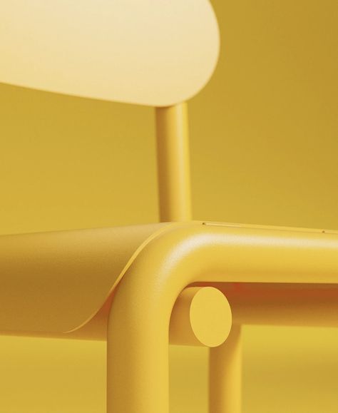 Minimalistic yellow chair is a simple experiment in the bending and twisting of metallic tubes - Yanko Design Minimal Furniture Design, Minimal Chair, Minimalist Chair, Yellow Furniture, Minimal Furniture, Furniture Details Design, Yellow Chair, Work Chair, Wood Stool