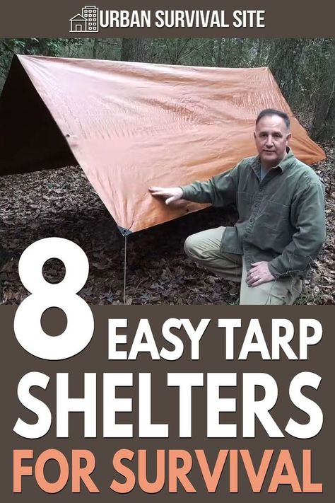 Tarp Canopy Diy, Survivor Tips, Survival Tent, Tarp Shelters, Rain Shelter, Bushcraft Kit, Camping Tarp, Easy Diy Hacks, Camping Shelters