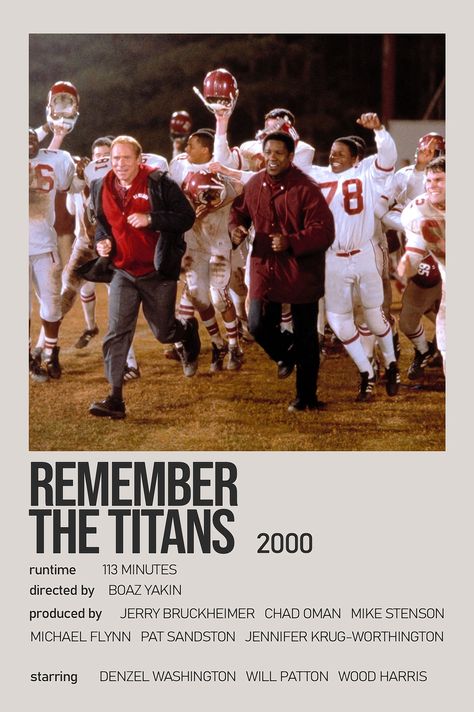 Remember The Titans Poster, Remember The Titans Movie Poster, Remember Me Movie, Film Suggestions, Remember The Titans Movie, Emily Core, Movie Watchlist, Comfort Books, List Of Sports