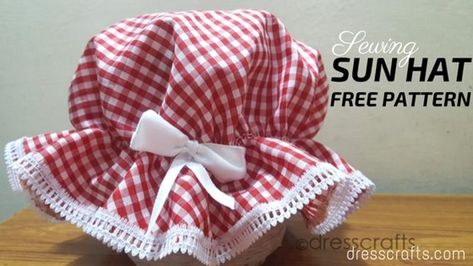 Free Sewing Pattern: Easy Sun Hat | I Sew Free Baby Turban Diy, Baby Hat Diy, Baby Birthday Hat, Easy Sewing Patterns Free, Baby Knot Hat, Pola Topi, Baby Summer Hat, Baby Turban Hat, Trendy Sewing Patterns