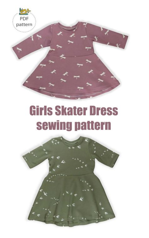 Girls Skater Dress sewing pattern. This is a sewing pattern and tutorial of a girl’s dress and top in size range 3 months to 7 years. The Skater Dress is an easy beginner sewing project. #SewModernKids #GirlsDressPattern #SewingAGirlsDress #GirlsSewingPattern #SewAGirlsDress #SewingForKids #BabySewingPattern #ToddlerSewingPattern Couture, Toddler Sewing Patterns Girl, Girls Clothes Sewing Patterns, Toddler Knit Dress Pattern Free, Free Baby Girl Dress Pattern, Toddler Girl Sewing Patterns Free, Free Baby Girl Sewing Patterns, Kids Dress Sewing Tutorials, Toddler Sewing Patterns Free