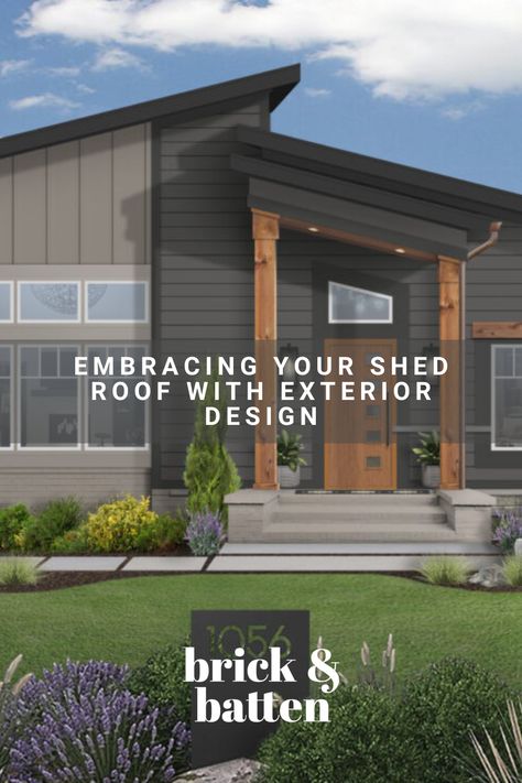 When it comes to designing with shed roofs, we use paint, lighting, building materials, and more to make your home’s unique angles shine. Check out some examples of how we’ve embraced this roof style in a handful of our designs: https://bit.ly/43PKqea Asymmetrical Roof Line, Shed Roof Exterior, Change Roof Line Before And After, Split Roof Design, Roof Lines Addition Ranch Style, Lean To Addition On House, Angled Roof House, Lean To Roof House, Exterior Design Brick