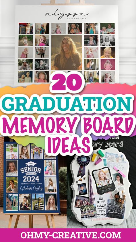 Explore 20 creative and heartfelt graduation memory board ideas to celebrate your special milestone! From personalized photo displays to interactive sign-in boards, find inspiration for capturing memories that will last a lifetime. Perfect for graduation parties, senior nights, or any occasion where cherished moments deserve to be showcased. Let your memories shine bright with these unforgettable high school grad party table display! #graduationpartyideas #memoryphotoboards Memory Board Ideas, Graduation Display Table, Graduation Memory Board, Graduation Photo Boards, Backyard Graduation Party Ideas, Graduation Photo Displays, Grad Party Ideas High School, Graduation Display, High School Graduation Party Ideas