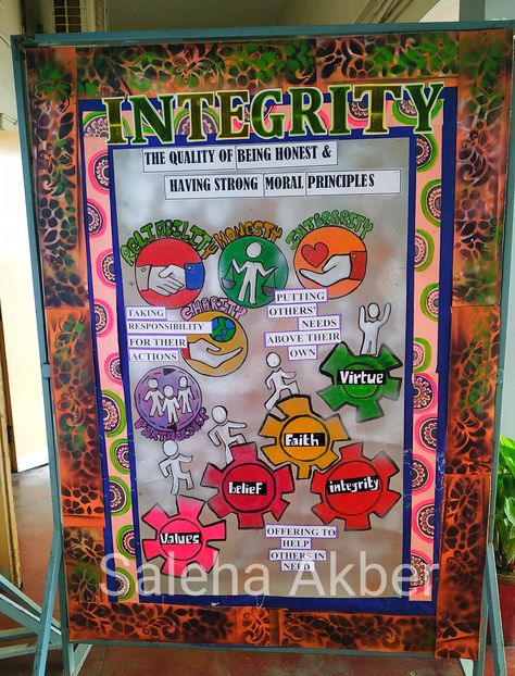 Honesty Poster Drawing, Integrity Poster Ideas, Integrity Bulletin Board Ideas, Poster Making Topics, Boyfriend Sayings, Academic Integrity, Assembly Ideas, Chart Ideas, Honesty And Integrity