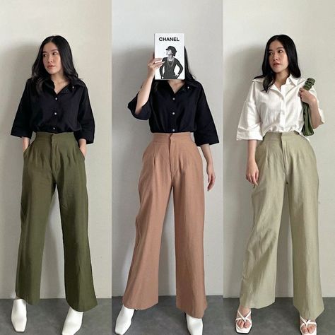 Cullote Pants, Smart Casual Women Outfits, Casual Work Outfits Women, Korean Outfit Street Styles, Casual College Outfits, Korean Casual Outfits, Everyday Fashion Outfits, Casual Day Outfits, Stylish Work Outfits