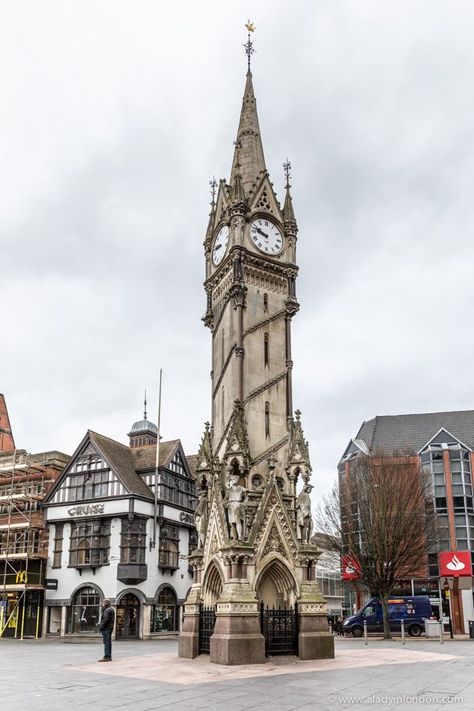 Clock tower in Leicester, England Clock Tower Aesthetic, Tower Clock, Leicester England, Francis Picabia, Outdoor Clock, Day Trips From London, Leicester City, Sistema Solar, Clock Tower