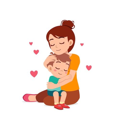 Hug Cute, 가족 일러스트, Kids Hugging, Cartoon Mom, Baby Hug, Preschool Activities Toddler, Kids Planner, Boy Illustration