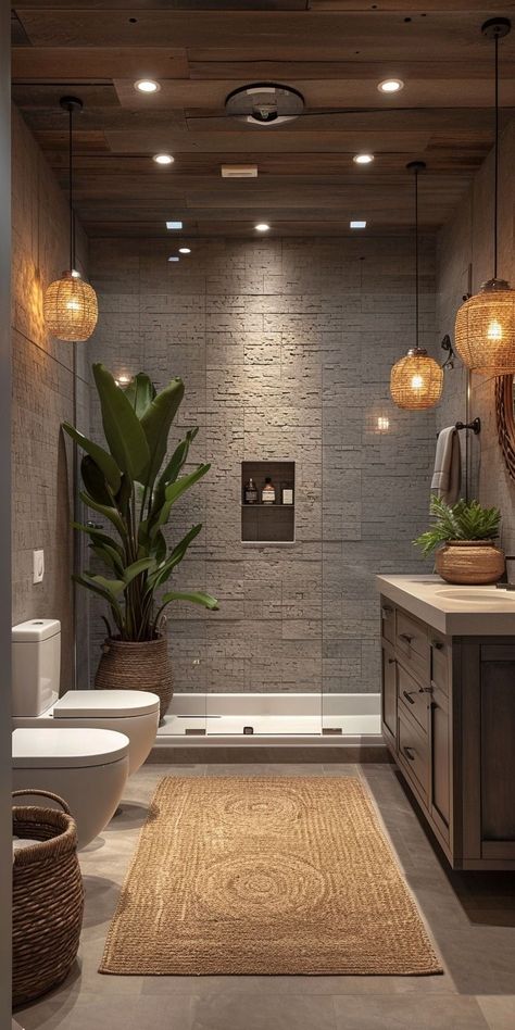 Remodeling Bathroom Ideas Small, Small Zen Bathroom Ideas, Moody Green Bathroom, Rustic Bathroom Decor Ideas, Modern Rustic Bathroom, Master Bath Ideas, Rustic Modern Bathroom, Zen Bathroom Design, Small Bathroom Decor Ideas