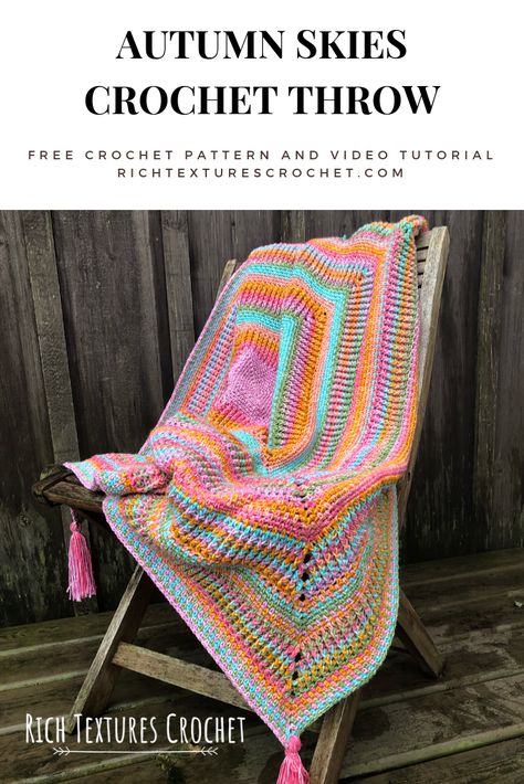 Autumn Skies Throw - Free Crochet Pattern | Rich Textures Crochet Lion Brand Mandala, Lion Brand Mandala Yarn, Mandala Blanket, Crochet Blanket Diy, Mandala Yarn, Diy Room Decor Crafts, Back Post Double Crochet, Ombre Yarn, Front Post Double Crochet