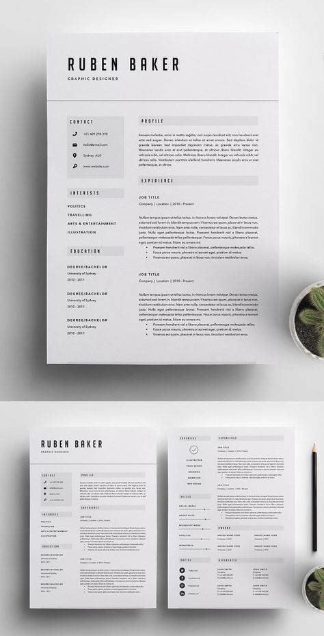 Best Minimal Resume Templates Of 2020 - 10 Cv Template Minimalist, Minimalistic Resume Design, Two Page Resume Template, Graphic Design Resume 2023, Resume Design Minimalist, Creative Resume Ideas, Resume Template Free Downloadable, Minimalist Resume Design, Interior Design Resume