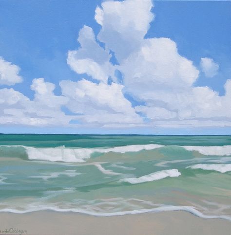 Seascapes Art, Easy Landscape Paintings, Hawaiian Art, Wave Painting, Les Cascades, Art Painting Gallery, Water Art, Ocean Painting, Beach Painting