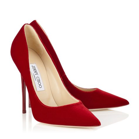 Red Velvet Pointy Toe Pumps | Anouk | Autumn Winter 15 | JIMMY CHOO Shoes Red Heels Jimmy Choo, Pointy Toe Shoes, Velvet Shoes, Jimmy Choo Heels, Red Pumps, Red High, Pumps Shoes, Pointed Toe Shoes, Fabulous Shoes